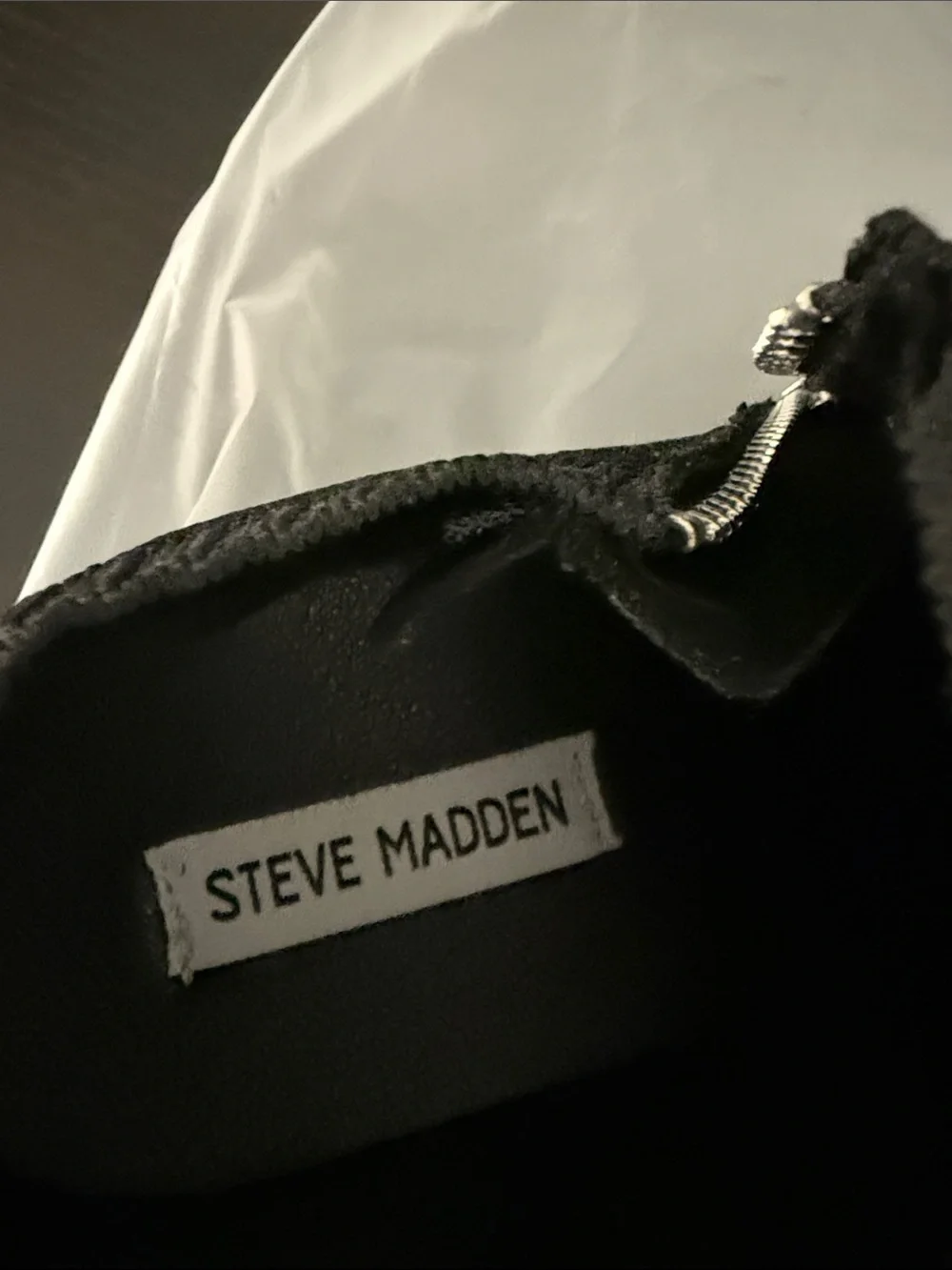 Steve Madden Black Ankle Boot with Silver Zipper Detail